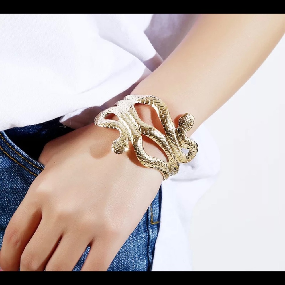 color gold snake cuff bracelet